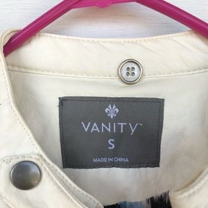 cream colored  vanity faux leather jacket